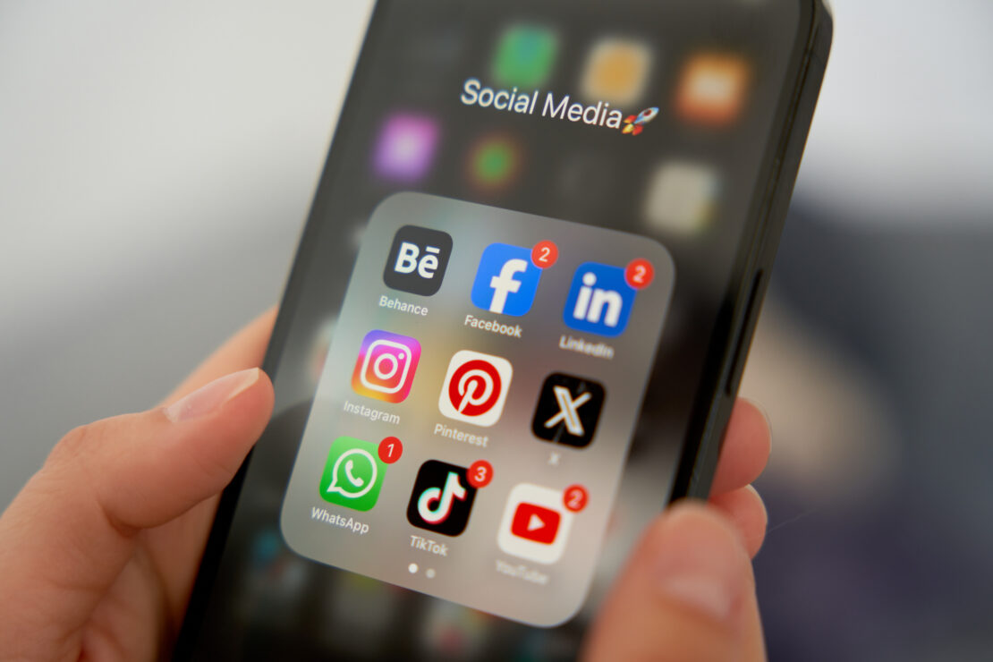 Social media application on the smartphone screen